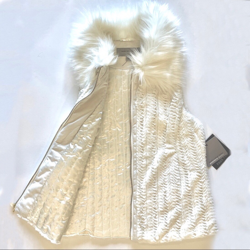 NWT Marc New York Andrew Marc White Faux Fur Vest